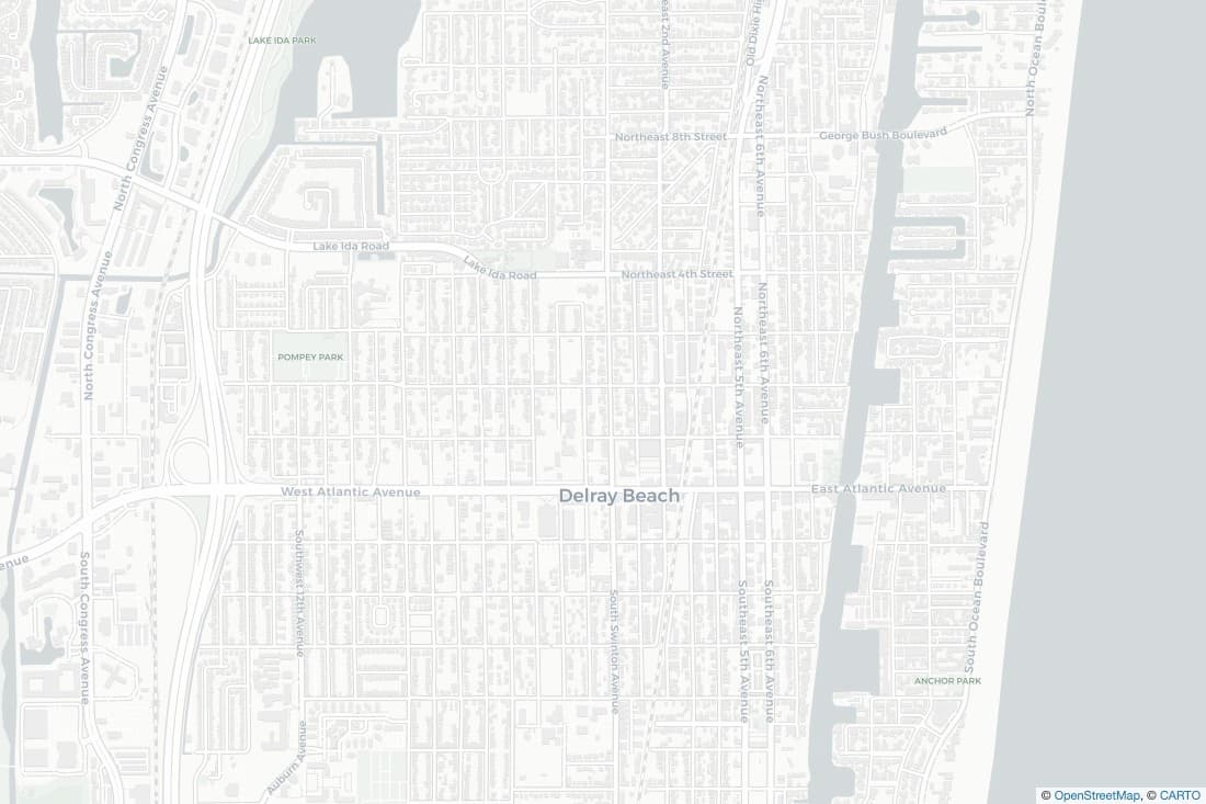 Map showing the AGTLAND firm at 132 North Swinton Avenue, Delray Beach