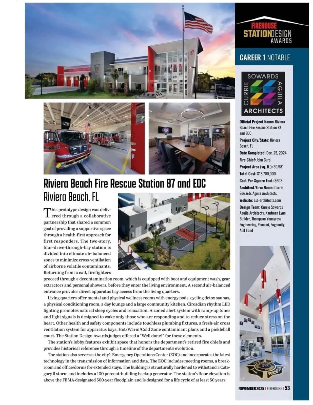 Firehouse Magazine feature on Riviera Beach Firehouse 87