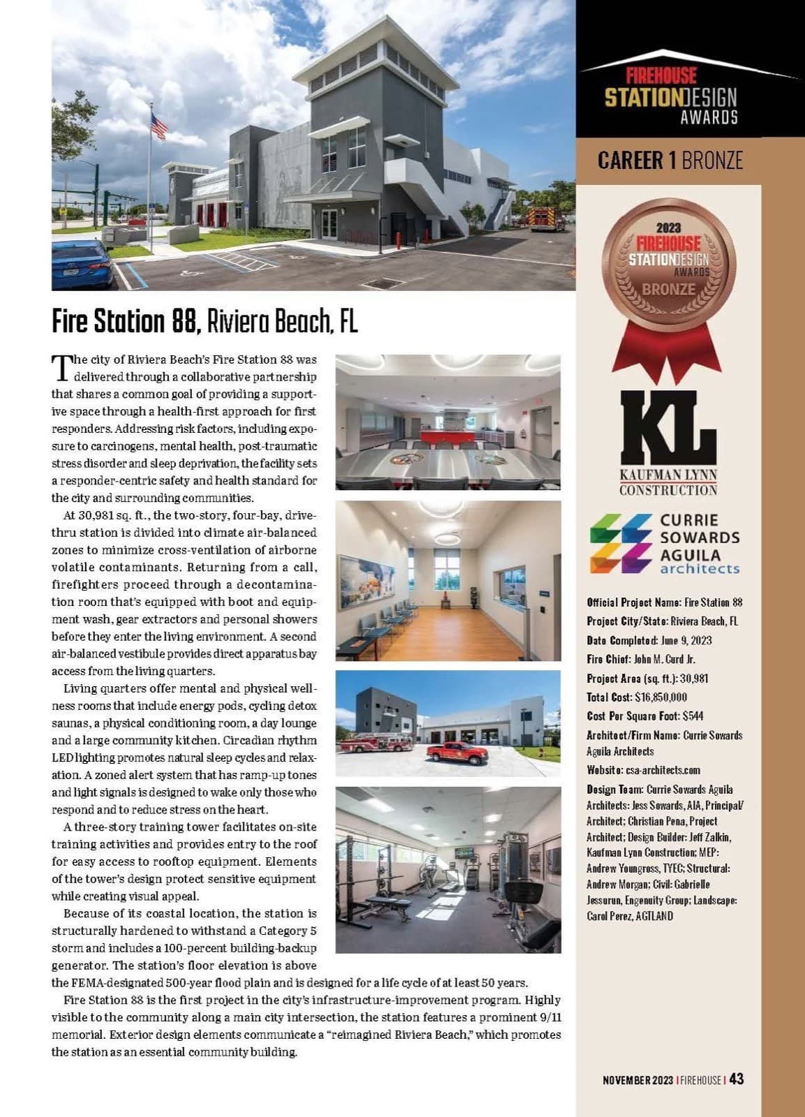 Firehouse Magazine feature on Fire Station 88 in Riviera Beach
